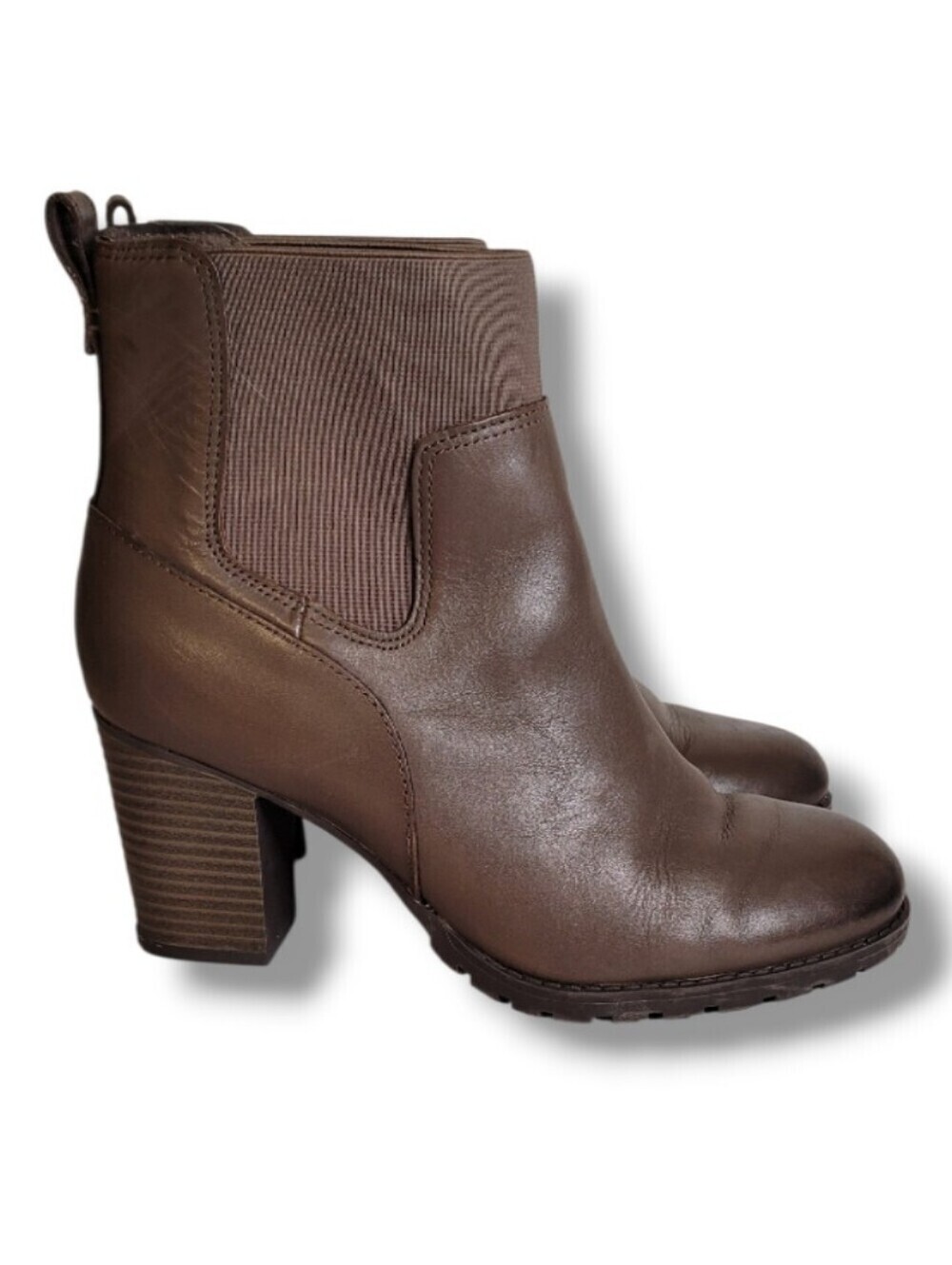 Clarks Verona Ease Brown Leather Heeled Ankle Boots • Size 8.5